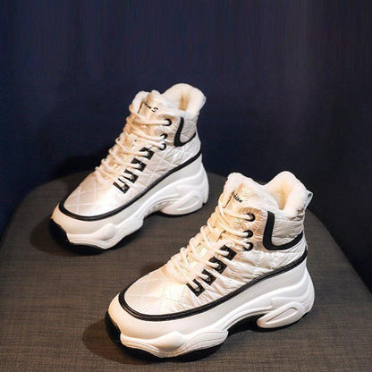 Soft Leather Leisure Pine Cake Snow Boots Winter Plus Velvet Warm Cotton Shoes Sports Shoes Casual Shoes Waterproof