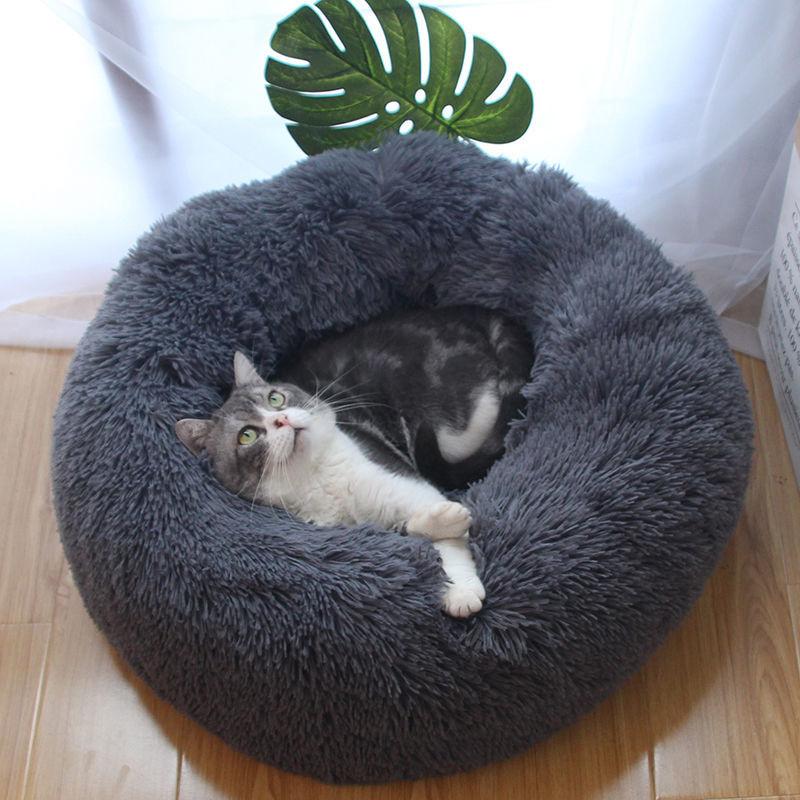 Dog Bed Mat Round Plush Cat Bed Soft Warm Pets Nest Kennel Small Pet Cushion Sleeping Sofa Cotton Bed Dogs House Winter Warm Beds Doggy Sleep Mat