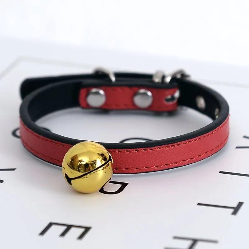 Pet Dog Bell Collar Cat Collar Classic PU Leather Solid Bell Necklace Accessories Small Dog Teddy Puppy Kitten Collar Adjustable Size Collar Neckwear