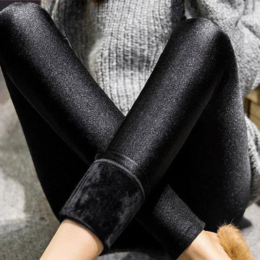 Autumn and Winter Plus Velvet Thickening Outer Wear Leggings Tight-fitting Warm Women's Trousers Plus Size Black Body Sculpting