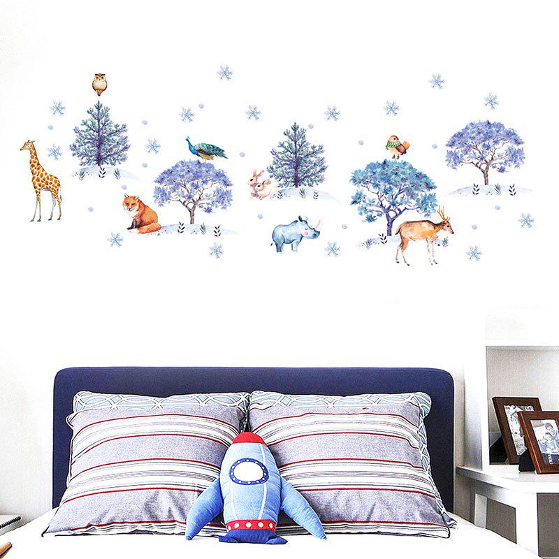 New Cartoon Animal Snow Forest Christmas Tree Decoration Wall Stickers For Kids Room Living Room Art