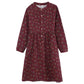 Floral Dress O Neck Long Sleeve Button Cotton Linen A-Line Midi Dresses Elegant Party Vintage Vestidos