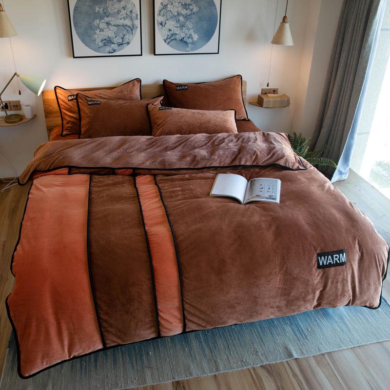 Flannel Bed Linen Set Winter Warm Bedding Sets Bedclothes Queen King Size Duvet Cover Set