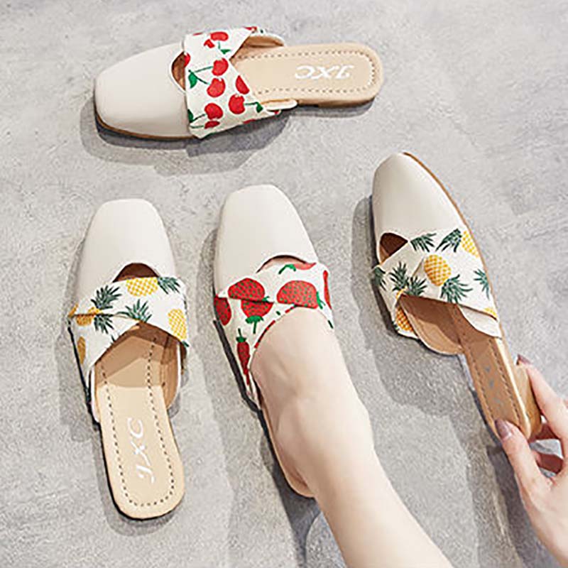 Outer Wear Half-supported Single Shoes Female Summer Sandals Without Heels Half-drag Lazy Wild All-match