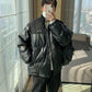 Loose and Thick PU Leather Cotton Jacket Men's Winter Korean Style Trendy Stand-up Collar Short Bread Suit Cotton Jacket Ins