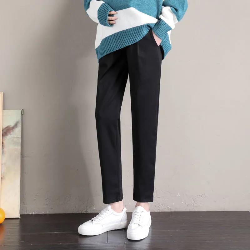 Pregnant Women's Pants Wear Fashion Large Harlan Pants In Spring and Autumn, Plush, Casual Straight Tube and Loose Abdomen In Winter