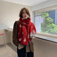 Winter Women's Double-sided Cashmere Scarf Handmade Knitted Printing Scarf Thickened Warm Christmas Scarf Christmas Gift
