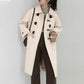Retro Horn Button Woolen Coat Women's Mid-length 2021 Autumn and Winter Korean Style Thick Woolen Coat