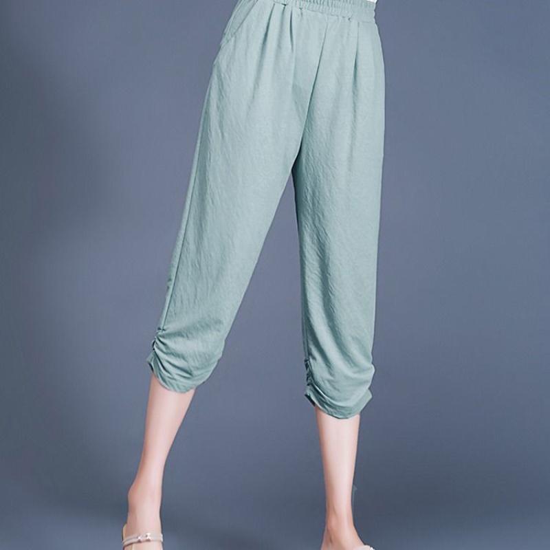 Summer Thin Cropped Pants Women Korean Version of Wild Loose Large Size Black Shorts Casual Pants Women