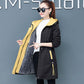Autumn and Winter Plus Velvet Mid-length Overcoat Women's Slim  All-match Hooded Parka Jacket Female Flocking Trench Coat