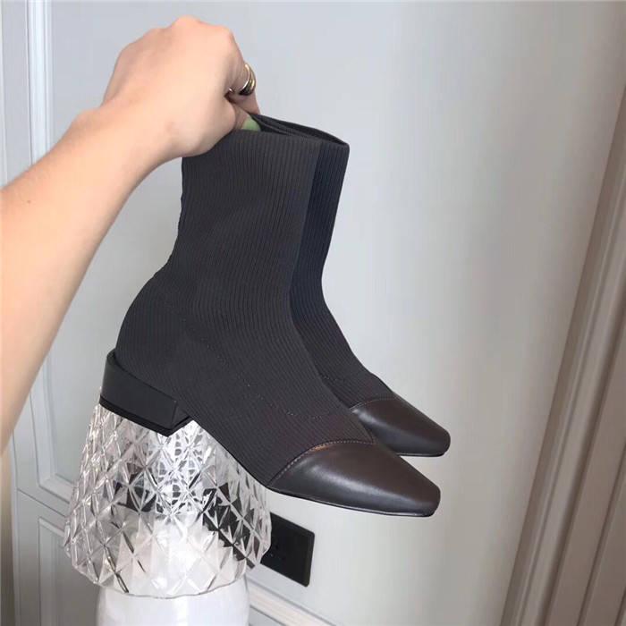 Autumn Winter Wool Knit Elastic Socks Boots Tube Thin Boots Pointed Thick Short Boots Single Boots