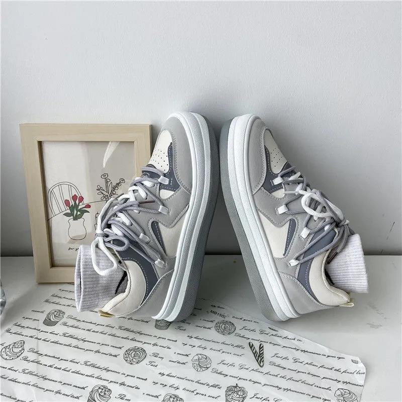 Ins Tide All-match Hong Kong Style Student Casual Sports Shoes Female White Shoes Korean Color-blocking Street Clapper Shoes