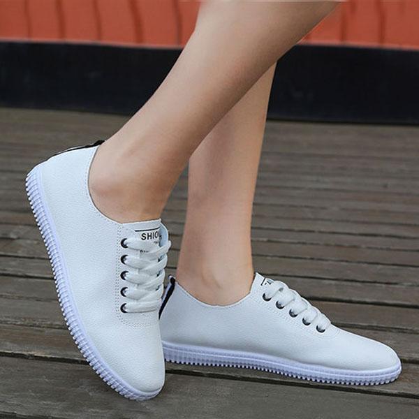 Women's Soft-soled Non-slip Flat Driving Shoes Breathable White Shoes