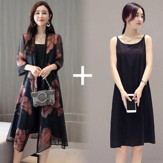 Chiffon Cardigan Mid-length Sun Protection Shirt Women Loose Thin Large Size Coat Shawl