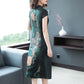 Middle-aged Mother Cheongsam Dress Female Long Summer High-end Retro Cover Belly Chinese Style Simulation Silk Skirt