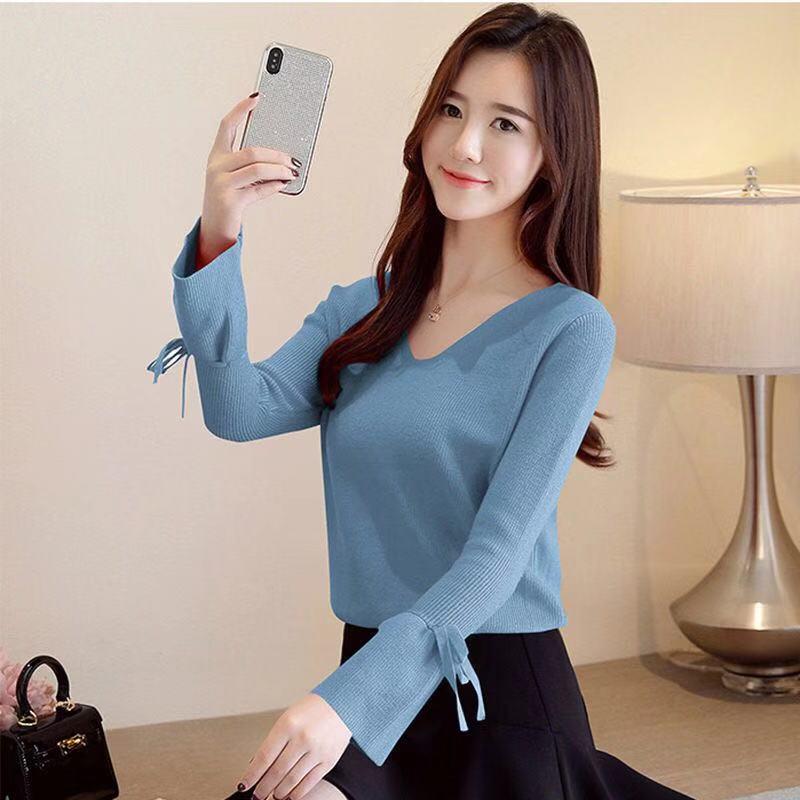Flare Sleeve Sweaters and Pullovers Autumn Winter Knitted Sweater Women Fashion Korean Style Female