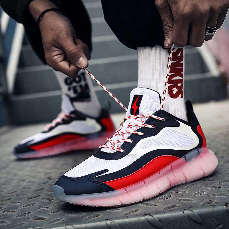 Plus Size 39-46 Men Sneakers Luminous Running Basketball Shoes Breathable Shockproof Non-slip Comfortable Shoes Deodorant Tactical Boots