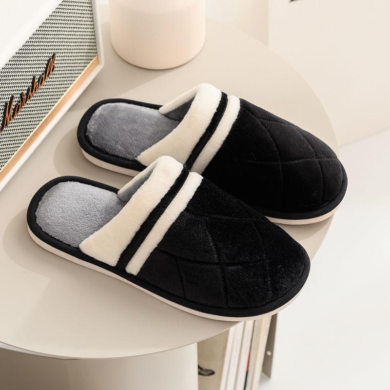 Autumn and Winter Pure Cotton Slippers Indoor Non-slip Soft-soled Shoes Warm Simple Plush Cotton Shoes