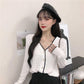 Retro French Loose Skin-friendly Sweater Short V-neck Thin Western-style Plaid Long-sleeved Sweater Top Women