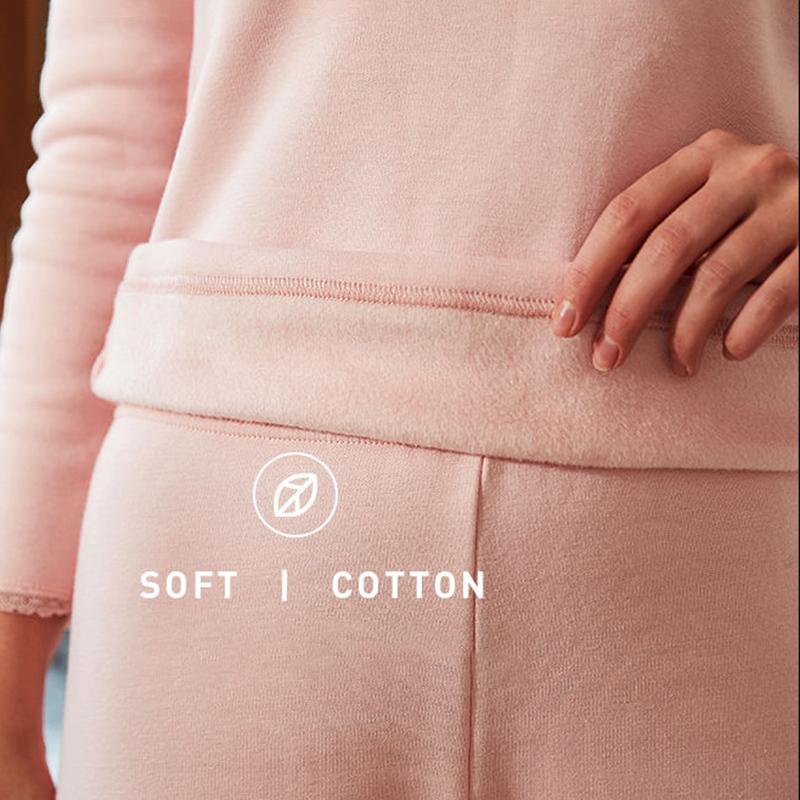 Women Winter Autumn Warm Clothes Thermal Underwear Plus Velvet O-neck Tops Pants Tight Thicken Windproof Long Sleeve High Elasticity Slim Tracksuit