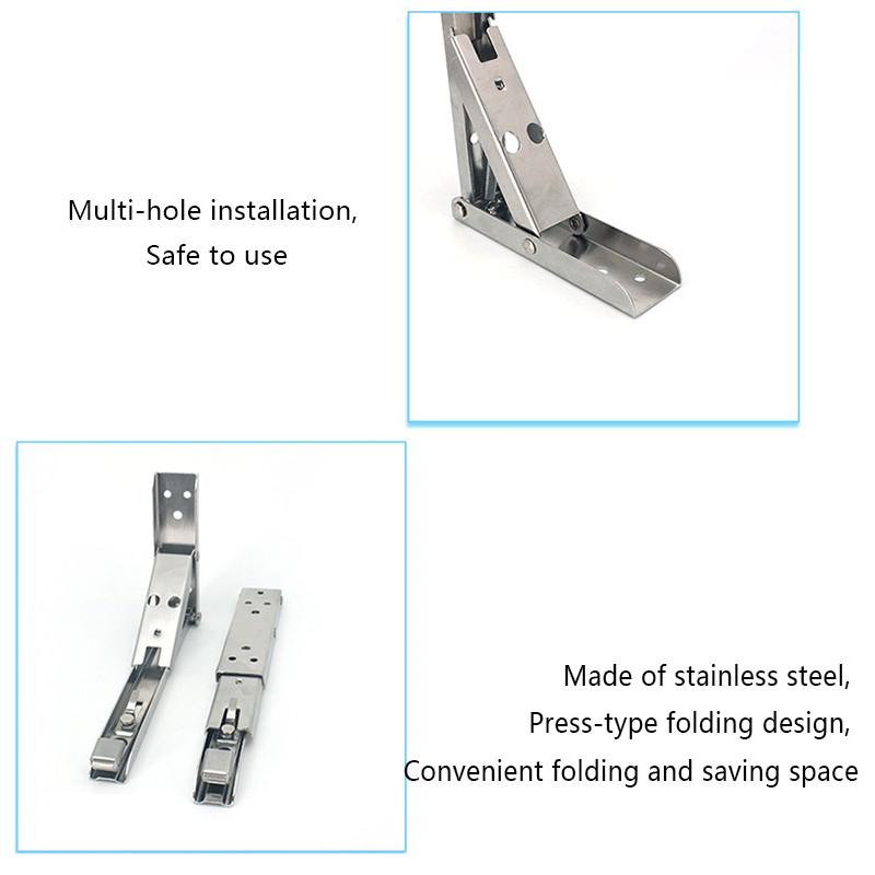 2x 8-14 Inch White Folding Angle Bracket DIY Home Table Bench Adjustable Wall Mounted Durable Bearing Shelf Bracket