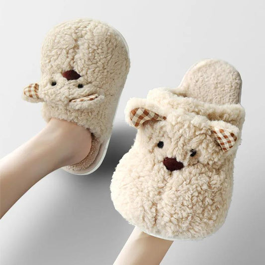 Autumn and Winter Bobby Bear Cotton Slippers Indoor Non-slip Warm Flat Shoes Comfortable and Casual