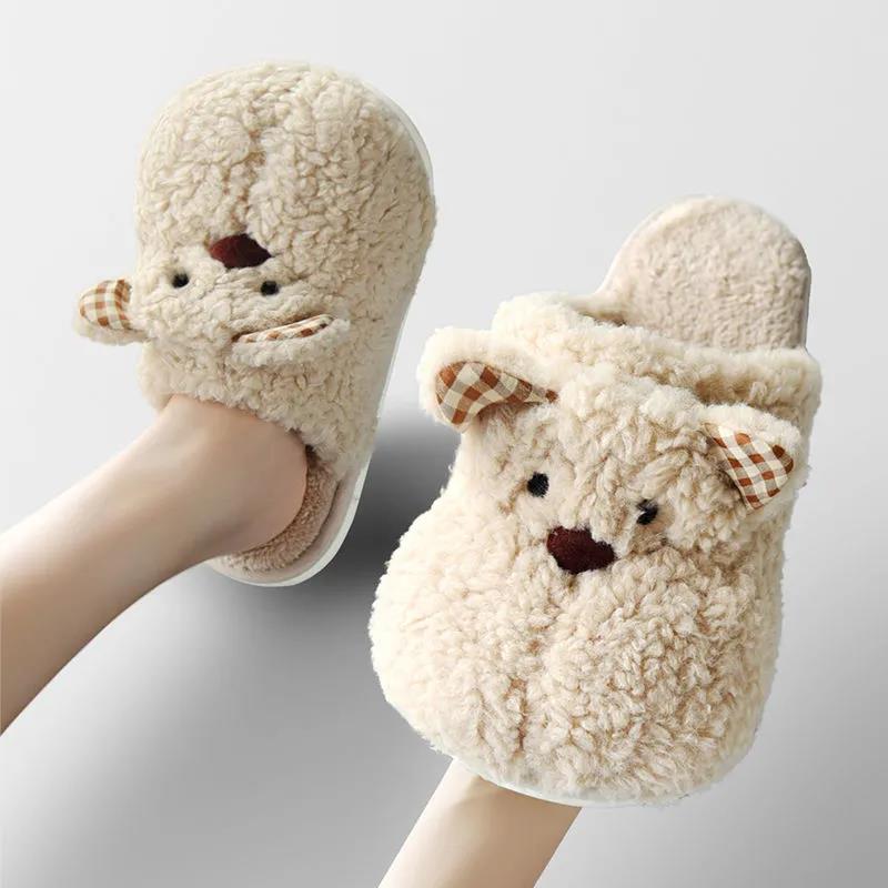 Autumn and Winter Bobby Bear Cotton Slippers Indoor Non-slip Warm Flat Shoes Comfortable and Casual