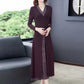 Dress Temperament High-end Fake Two-piece Slim Waist and Thin Spring Long-sleeved Slit Long Dress Women's Clothing