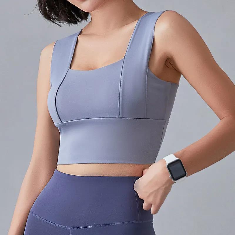 Women's Sports Bra Solid Color Sleeveless Halter Fitness Sling Anti-sliding Shock Absorption Outer Wear Yoga Bra