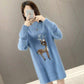 Ofulove Plus Velvet Knitted Medium Long Slim Half Turtleneck Quality Fawn Embroidery Winter