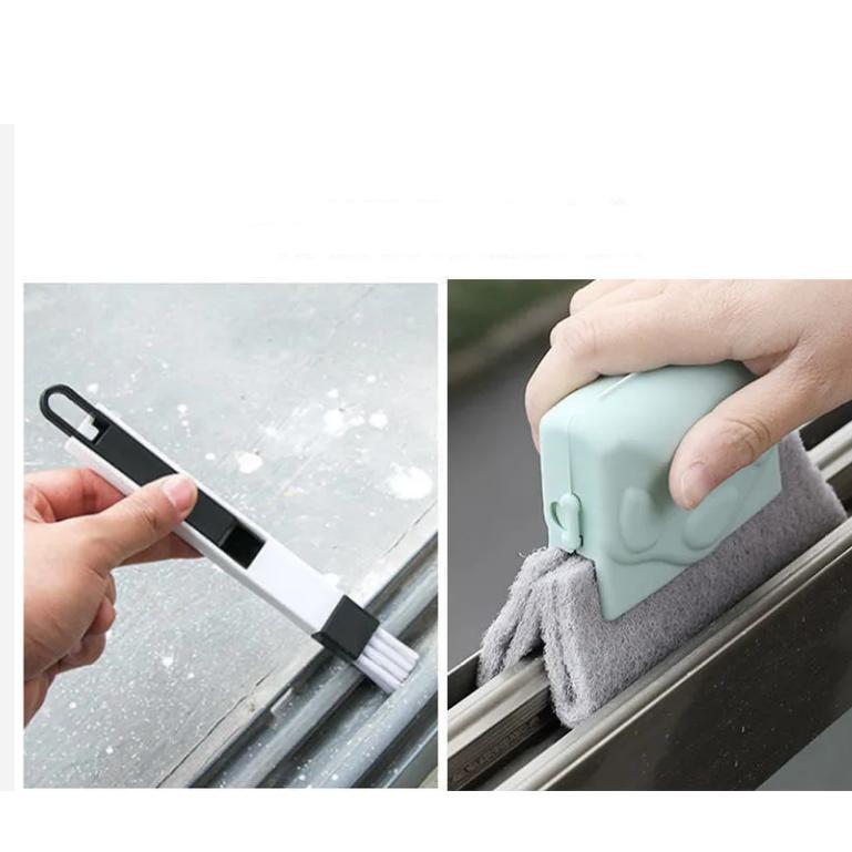 3PCS The Window Window Groove Groove Cleaning Brush with Cleaning Dustpan Screen Window Cleaning Folding Brush