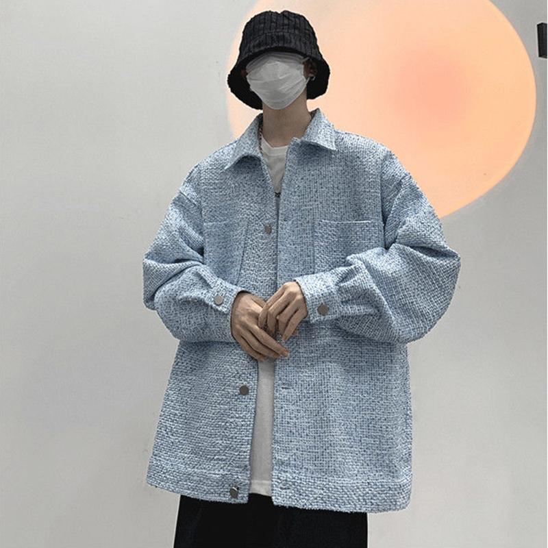 Temperament Jacket Men's Xiaoxiang Wind Lapel Early Autumn Long-sleeved Couple Casual Loose All-match Top Long-sleeved Warm Jacket