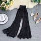 Women's Summer Wide-leg Pants Ruffled Fishtail Flared Pants Stretch Waist Pleated Air Conditioning Pants Trousers
