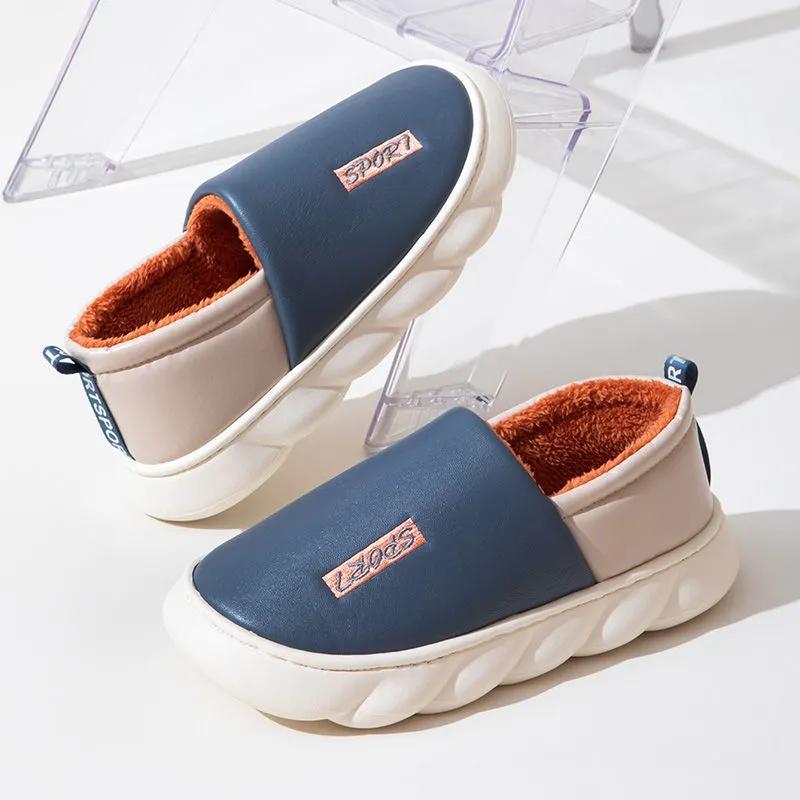 Winter Waterproof All-inclusive Heel Cotton Slippers Ladies Thick-soled Non-slip Home Household Cold-proof Warm and Velvet Cotton Shoes Men