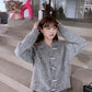 Autumn  Winter College Style Horn Button Knitted Cardigan Jacket Women Casual Fashion Loose Long-sleeved Simple Top