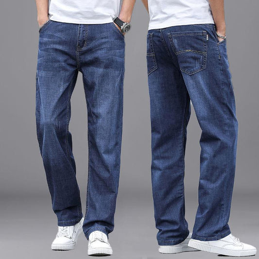 Blue Jeans Men's Summer Thin Section Straight Loose Young and Middle-aged Casual Pants