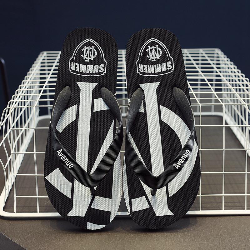 Designer Printed Black Men's Flip-Flops Soft Comfortable Non Slip Summer Beach Slippers Men Couple Outdoor Flat Mens Slippers