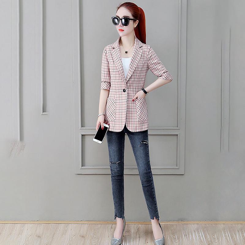 Autumn Women Plaid Blazers and Jackets Work Office Lady Suit Slim Single-breasted Business Female Blazer Coat Women's Casual Jacket