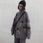 Pofulove Sweater Loose Pattern Wild Sweater Autumn and Winter Coat Tide Turtleneck Colorblock