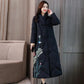 Chinese Style Cotton-padded Jacket Women's Retro Printing Was Thinner Mid-length Cotton-padded Jacket Ethnic Wind Over The Knee Coat