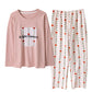 Women's Pajamas Suit Cotton Long Sleeve Home Wear Casual Loose Sleepwear Autumn Winter Female Pyjamas Tops and Pants Sets Cute Pullover