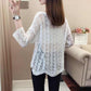 Women's Thin Hollow Knitted Sweater Three-quarter Sleeve Bottoming Shirt Loose Pullover Hollow Short-sleeved Sunscreen Top