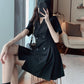 Women's Summer Dress Girls Short Sleeve Turn-down Collar Solid Color Knee-length Daily Wear Office Dating Party