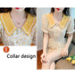 Contrast Color Doll Collar Short-sleeved Floral Shirt Women's Summer Dress Waist Short Shirt Top Trendy