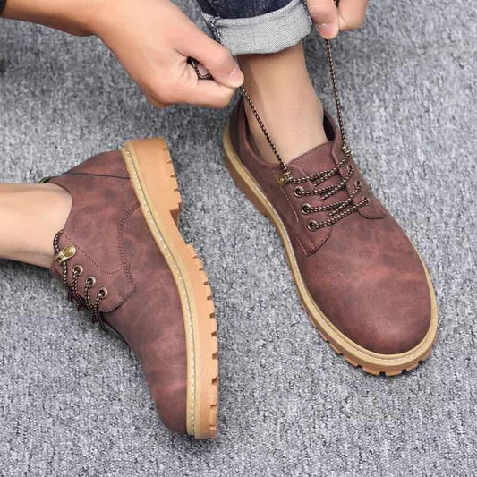 Classic Tooling Boots Leather Martin Boots Men Fashion Desert Boots Popular High Top Leather Shoes