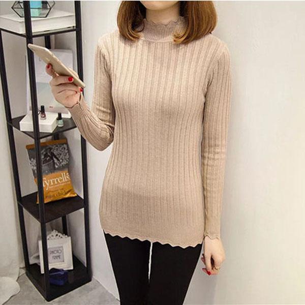 Pullover Sweater Top Women Fall/winter Inner Wear Bottoming Shirt Slim Tight-fitting Turtleneck Pullover Sweater