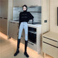 Women's Solid Color Trendy Fashion Zipper Slim Bottoming Sweater High Neck Tassel Short Knit Sweater