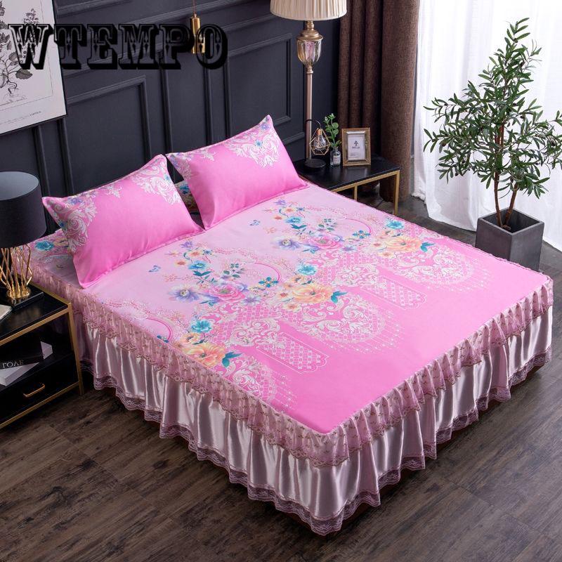 Summer Cool Ice Silk Bed Sheet Pillow Case Set Bedding 3 Pcs Set