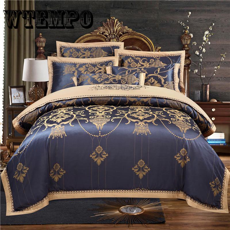 4pcs Jacquard 100% Cotton Bedding Sets Silk Duvet Cover Sets Queen King Size Many Luxury Bedding Sets