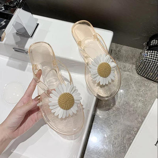 Flip-flops Female Summer Wear Students Korean Version of Small Daisy All-match Ladies Flat-bottom Trend Beach Sandals and Slippers